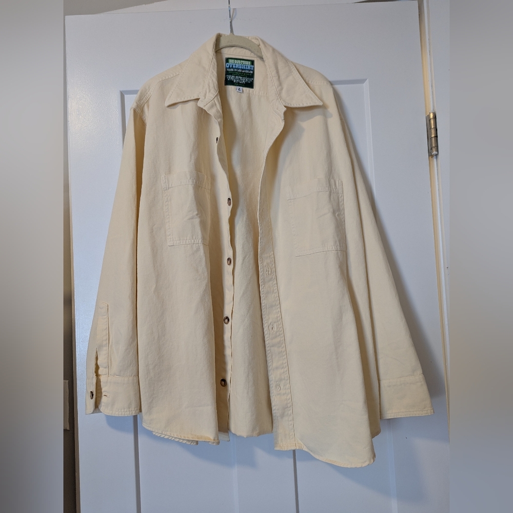 Big Bud Press Twill Overshirt, Parchment, Size Large